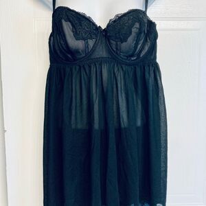 Torrid Babydoll Nightie Sheer Lace Lingerie Black Size 0 Large 12‎